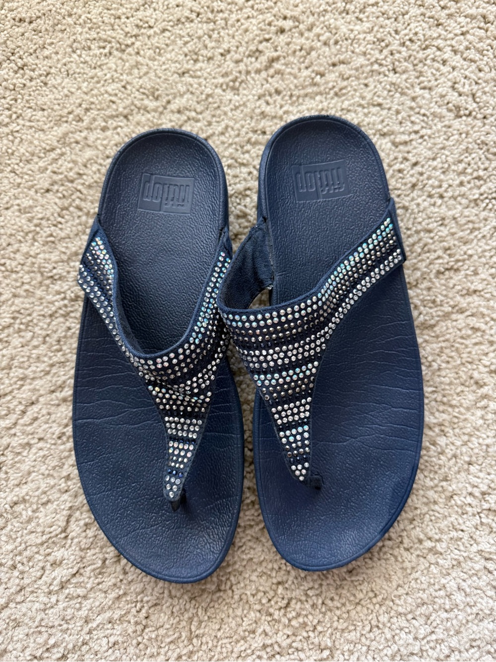 FitFlop Navy Blue Rhinestone Orthodic Sandals - Picture 8 of 8